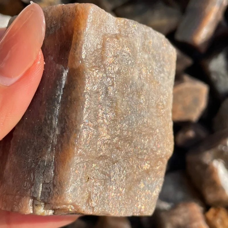 Raw Black Rainbow Sun Stone With Hematite Rough Stone Wholesale - Image 6