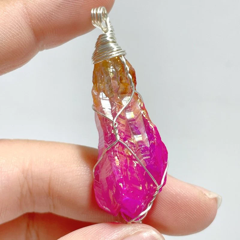 Raw Crystal Stones Pendant Wholesale Black Tourmaline Amethyst Aura Clear Quartz - Image 10