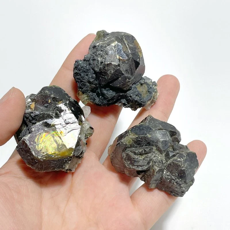 3 Pieces Rare Green Garnet Mixed Pyrite Specimen - Image 3