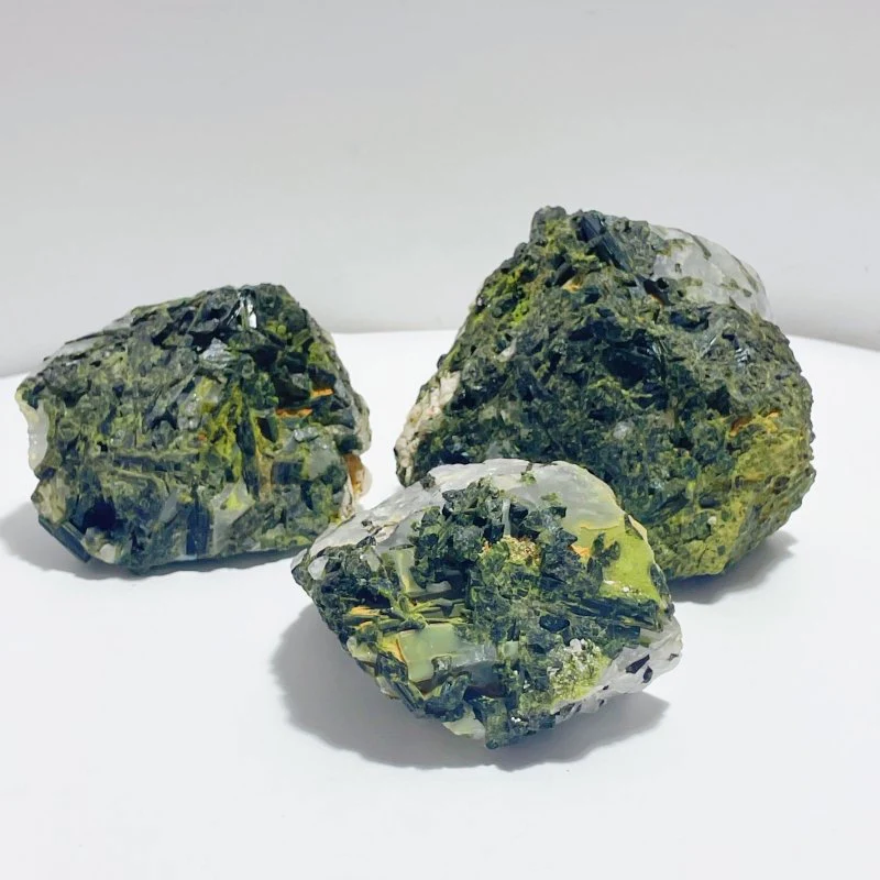5 Pieces Large Raw Green Tourmaline In Quartz Specimen - Image 4
