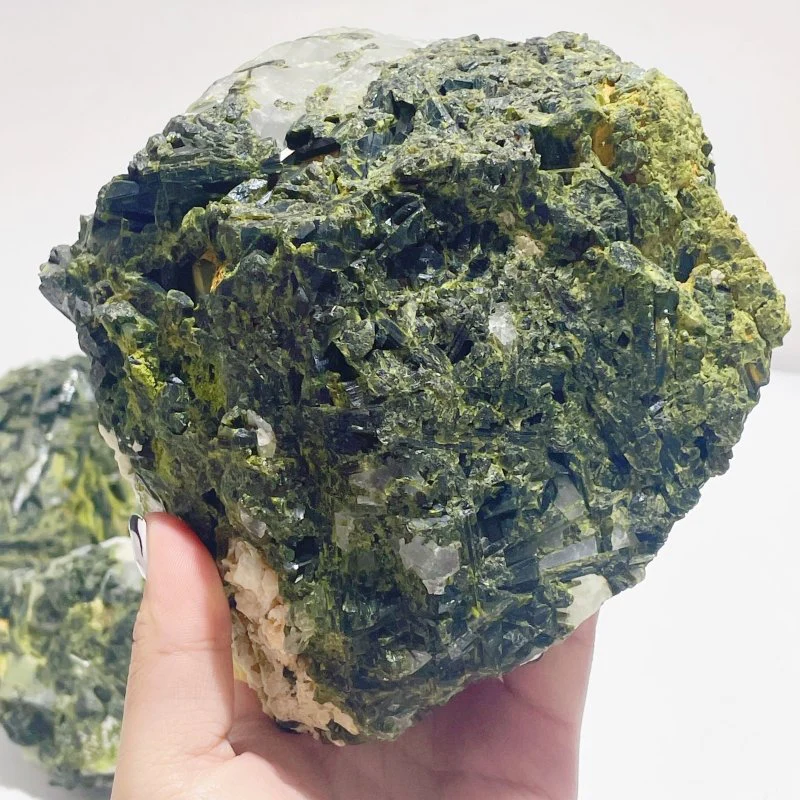 5 Pieces Large Raw Green Tourmaline In Quartz Specimen - Image 5