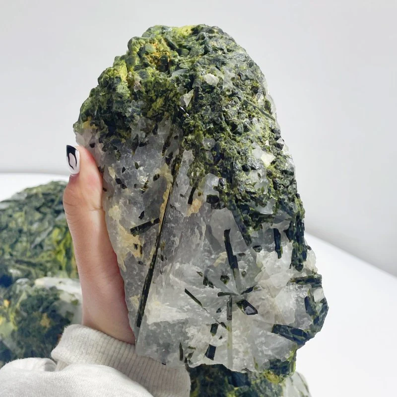 5 Pieces Large Raw Green Tourmaline In Quartz Specimen - Image 6