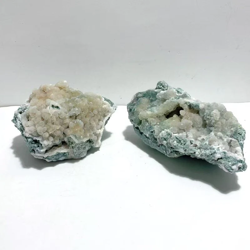 2 Pieces Raw Moss Agate Crystal Specimen For Collection