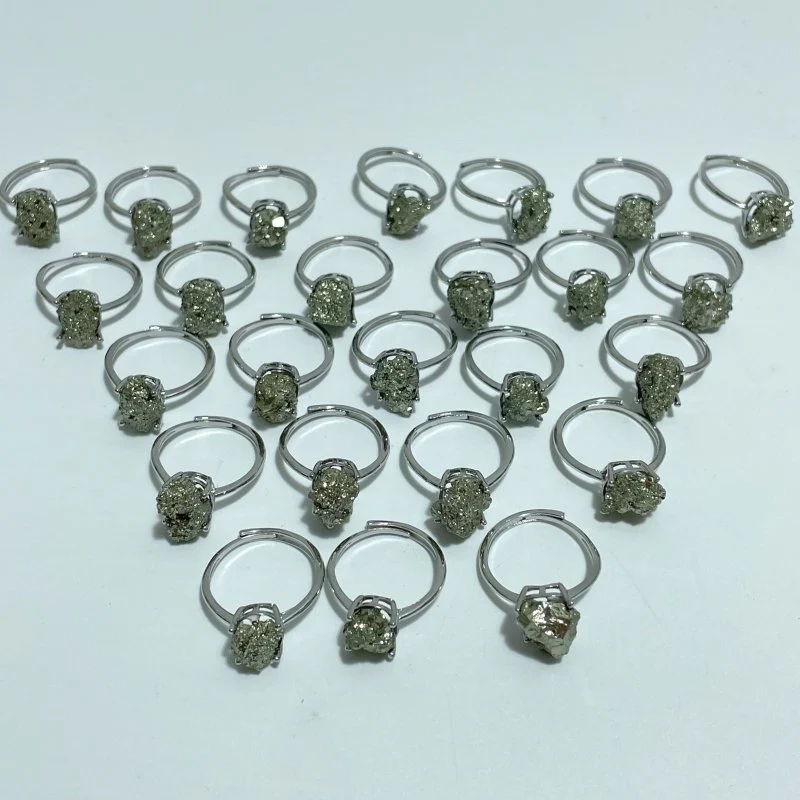 Raw Pyrite Crystal Ring Wholesale - Image 4
