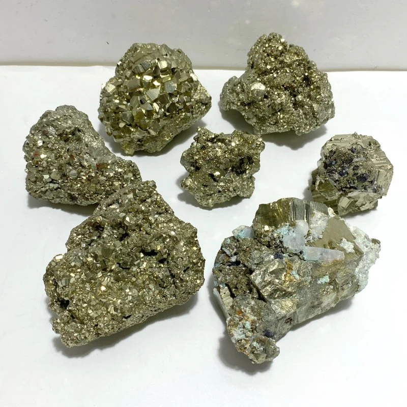 7 Pieces Raw Pyrite Mixed Calcite Mineral Specimen Home Decor For Collection