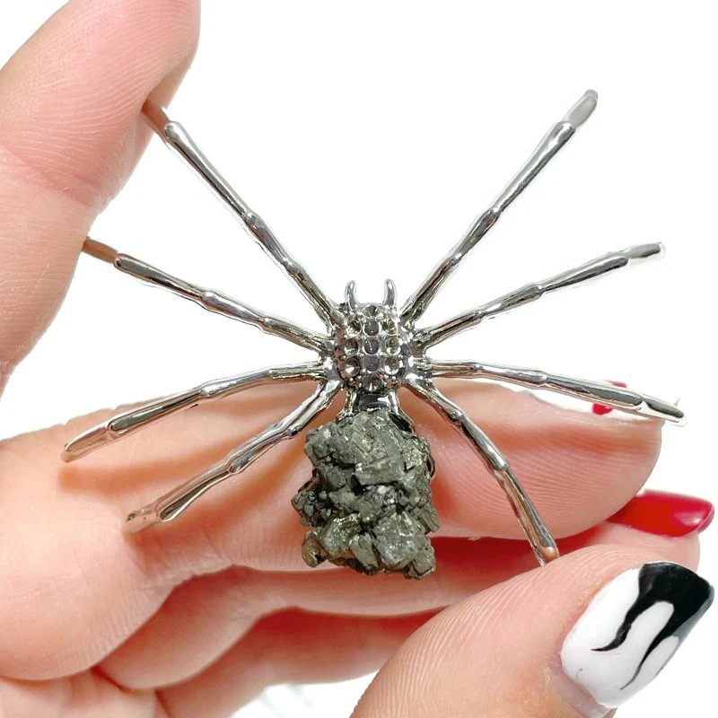 Raw Pyrite Spider Ornament Handmade Alloy Spider Wholesale - Image 3