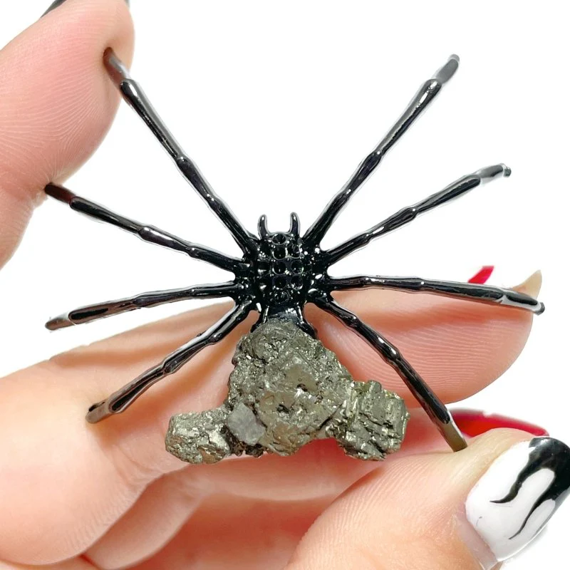 Raw Pyrite Spider Ornament Handmade Alloy Spider Wholesale - Image 4