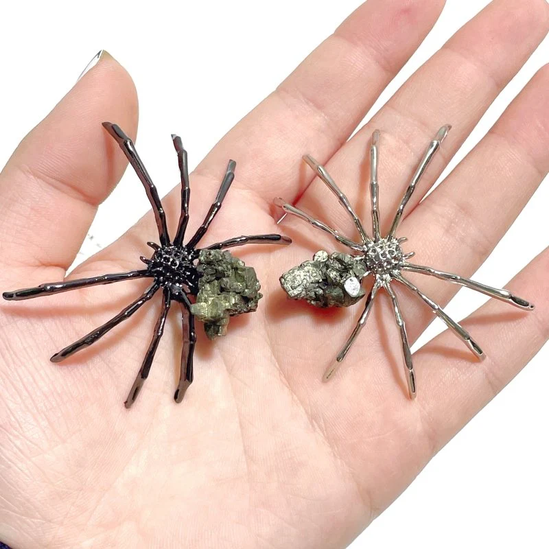 Raw Pyrite Spider Ornament Handmade Alloy Spider Wholesale - Image 5