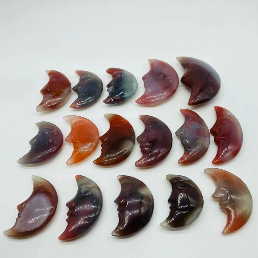 16 Pieces Beautiful Red Agate Moon Face - Image 4