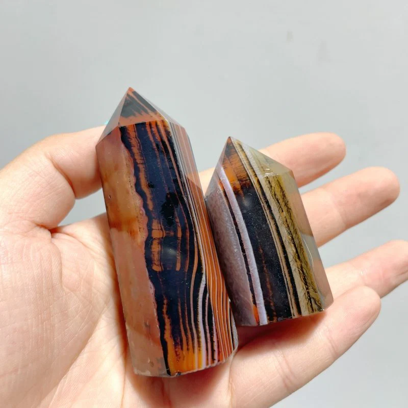 Red&Black Stripe Agate Tower Point Wholesale