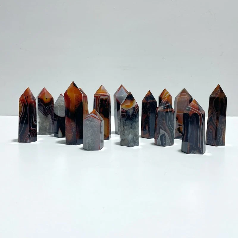 Red&Black Stripe Agate Tower Point Wholesale - Image 2