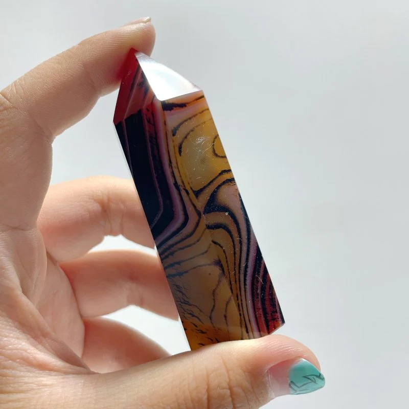 Red&Black Stripe Agate Tower Point Wholesale - Image 3