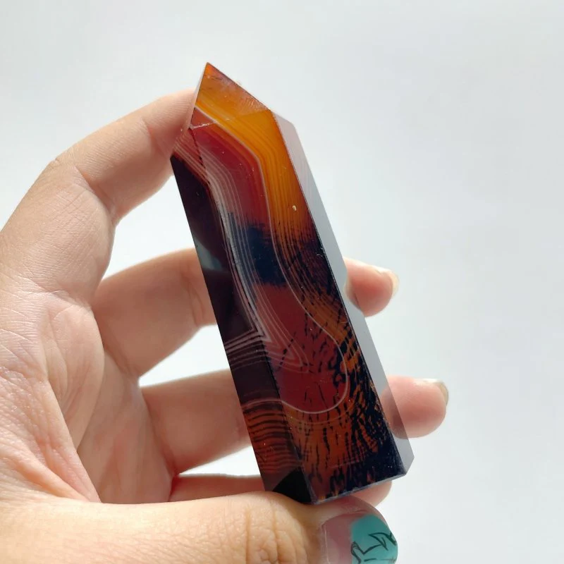Red&Black Stripe Agate Tower Point Wholesale - Image 4