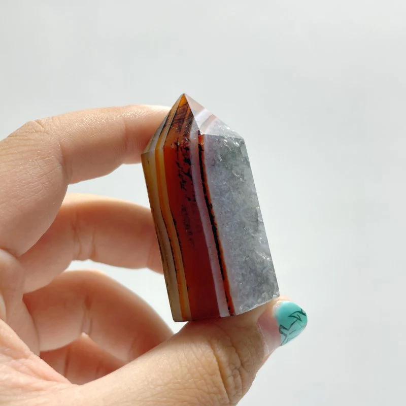 Red&Black Stripe Agate Tower Point Wholesale - Image 5