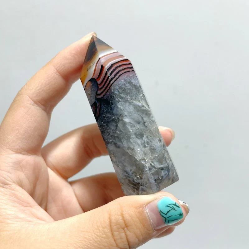 Red&Black Stripe Agate Tower Point Wholesale - Image 6