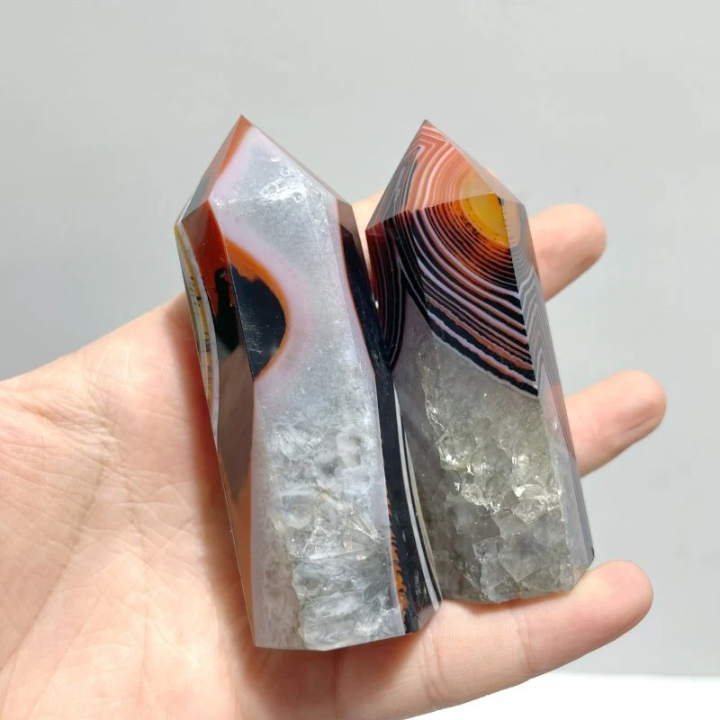 Red&Black Stripe Agate Tower Point Wholesale - Image 7