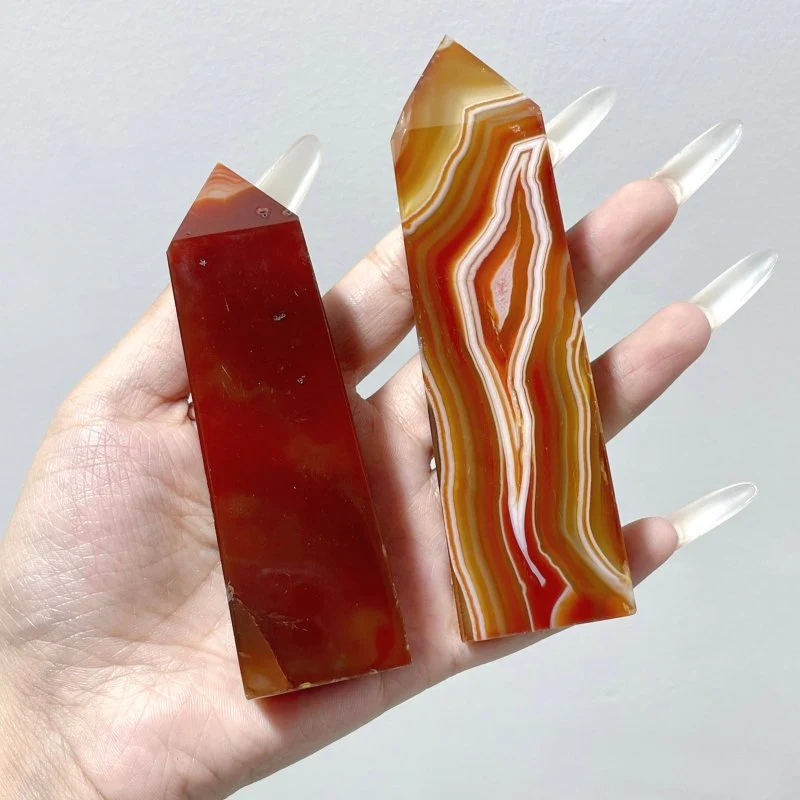 4-6in Red Carnelian Stripe Tower Point Crystal Wholesale - Image 4