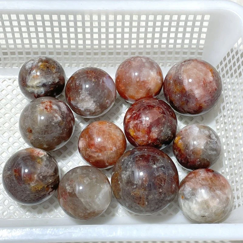 12 Pieces Fire Quartz Mixed Moonstone Spheres - Image 7