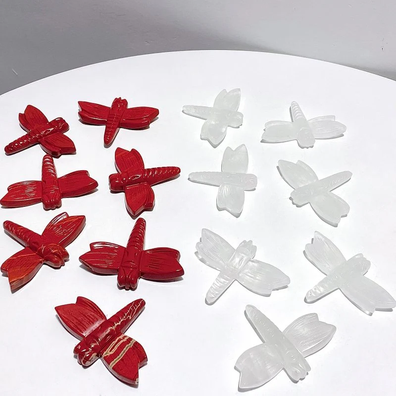 Red Jasper Clear Quartz Dragonfly Crystal Carving Wholesale