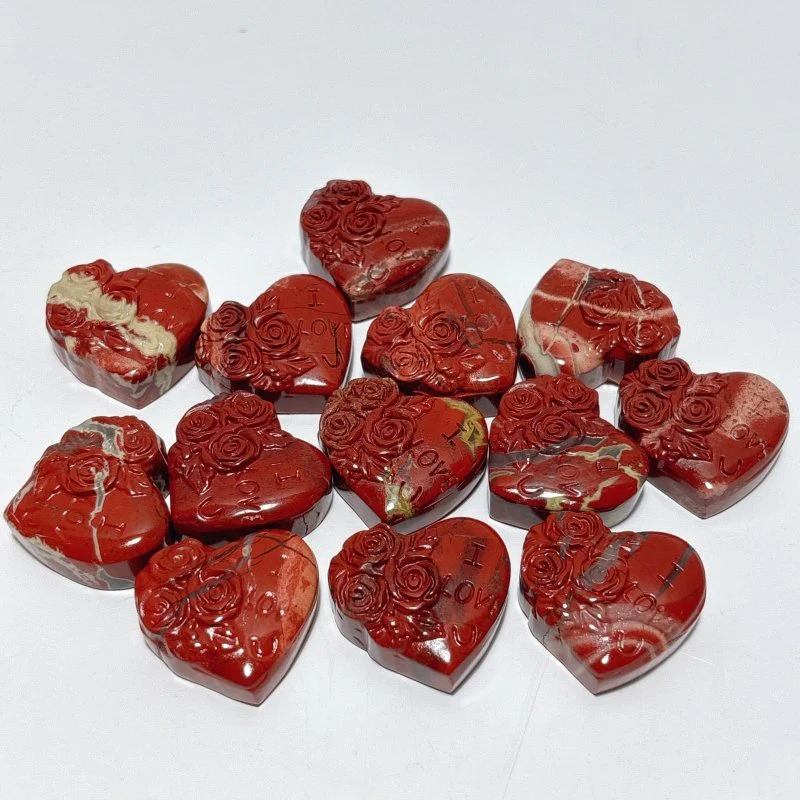Red Jasper Flower Heart Shape Carving Wholesale - Image 3