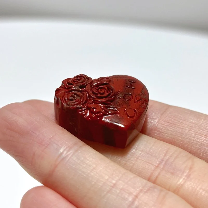 Red Jasper Flower Heart Shape Carving Wholesale - Image 4