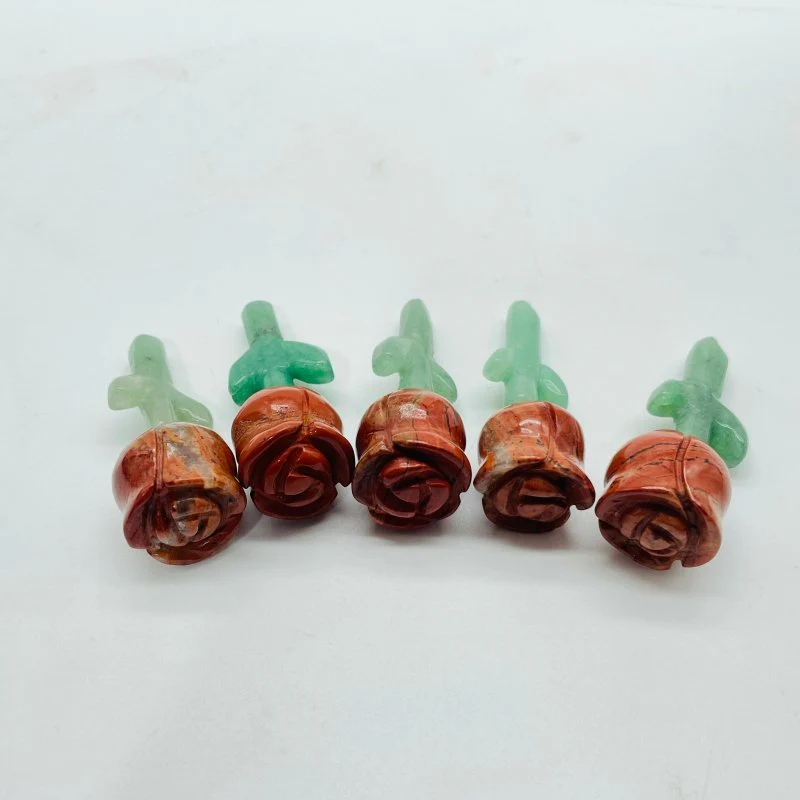 Red Jasper Green Aventurine Flower Carving Wholesale - Image 2