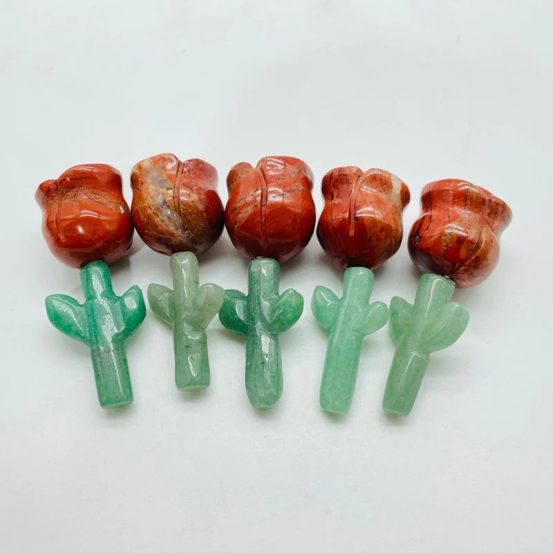 Red Jasper Green Aventurine Flower Carving Wholesale - Image 3