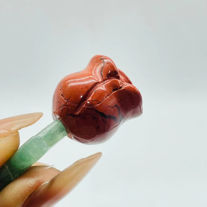 Red Jasper Green Aventurine Flower Carving Wholesale - Image 4