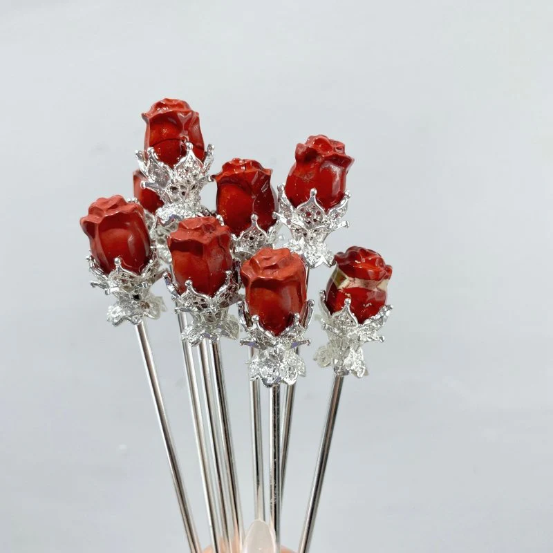 Red Jasper Hairpin Flower Carving Wholesale - Image 3