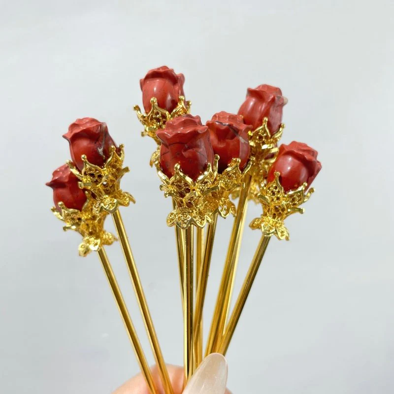 Red Jasper Hairpin Flower Carving Wholesale - Image 4