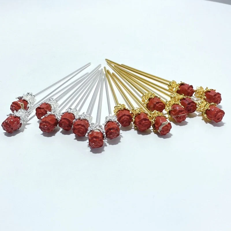 Red Jasper Hairpin Flower Carving Wholesale - Image 7