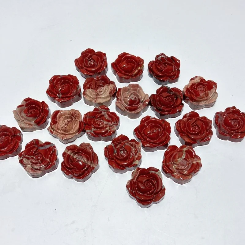 Red Jasper Rose Flower Carving Crystal Wholesale - Image 2