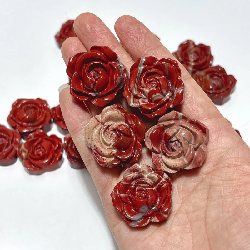Red Jasper Rose Flower Carving Crystal Wholesale - Image 4
