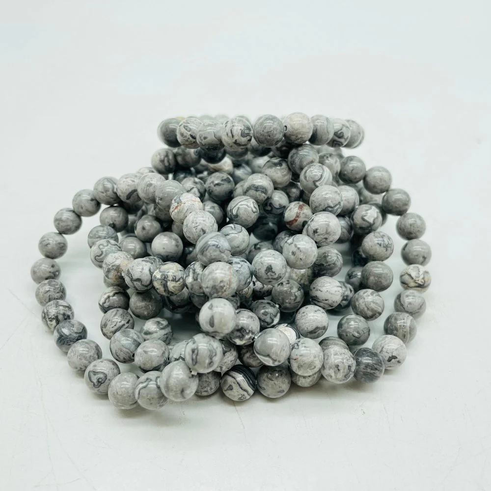 Red Obsidian & Natural Gray Lace Agate Bracelet Wholesale - Image 2