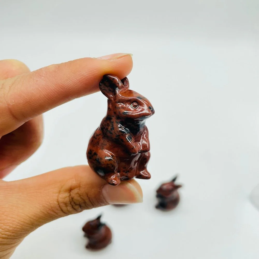 Red Obsidian Qing Hai Stone Rabbit Carving Wholesale - Image 2
