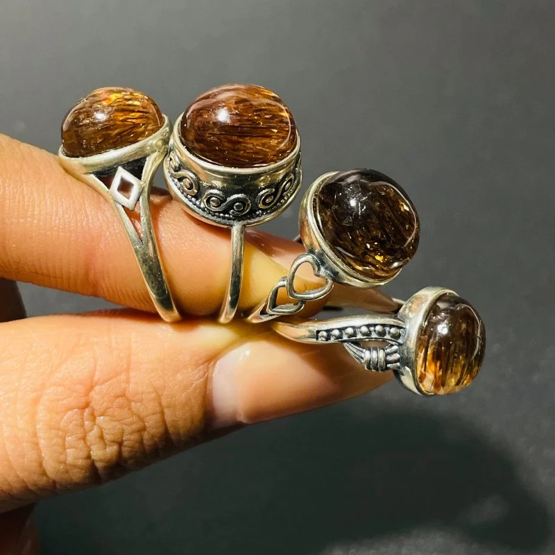 17 Pieces Rutile Quartz Different Styles Sterling Silver Ring - Image 2