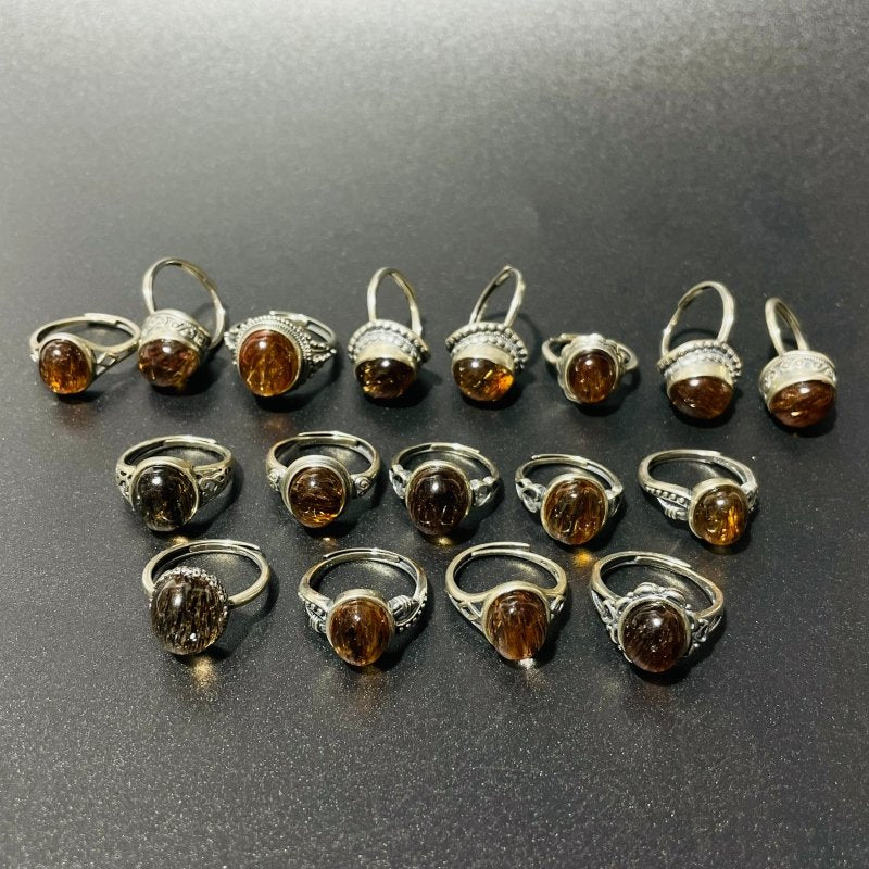 17 Pieces Rutile Quartz Different Styles Sterling Silver Ring - Image 3