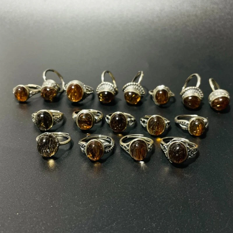 17 Pieces Rutile Quartz Different Styles Sterling Silver Ring - Image 4