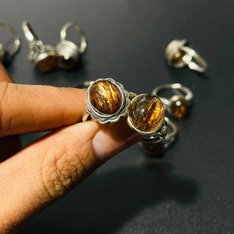 17 Pieces Rutile Quartz Different Styles Sterling Silver Ring - Image 5