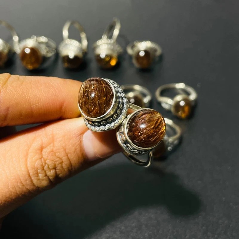 17 Pieces Rutile Quartz Different Styles Sterling Silver Ring - Image 6