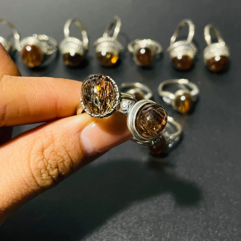 17 Pieces Rutile Quartz Different Styles Sterling Silver Ring - Image 7