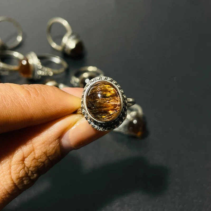 17 Pieces Rutile Quartz Different Styles Sterling Silver Ring - Image 8