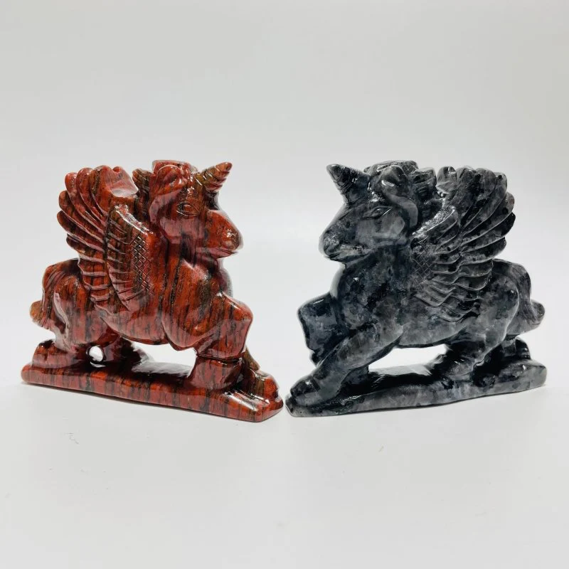 Red Sesame Stone & Larvikite Pegasus Carving Wholesale