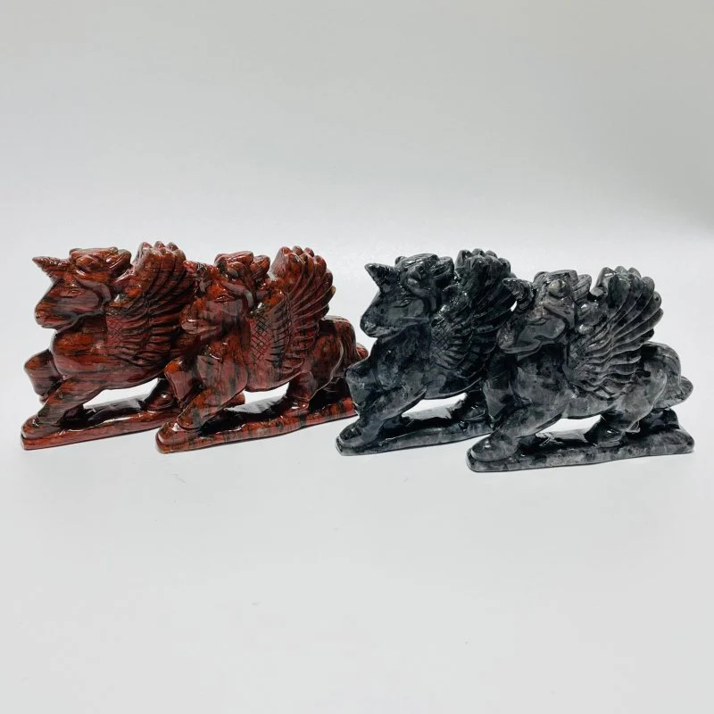Red Sesame Stone & Larvikite Pegasus Carving Wholesale - Image 2