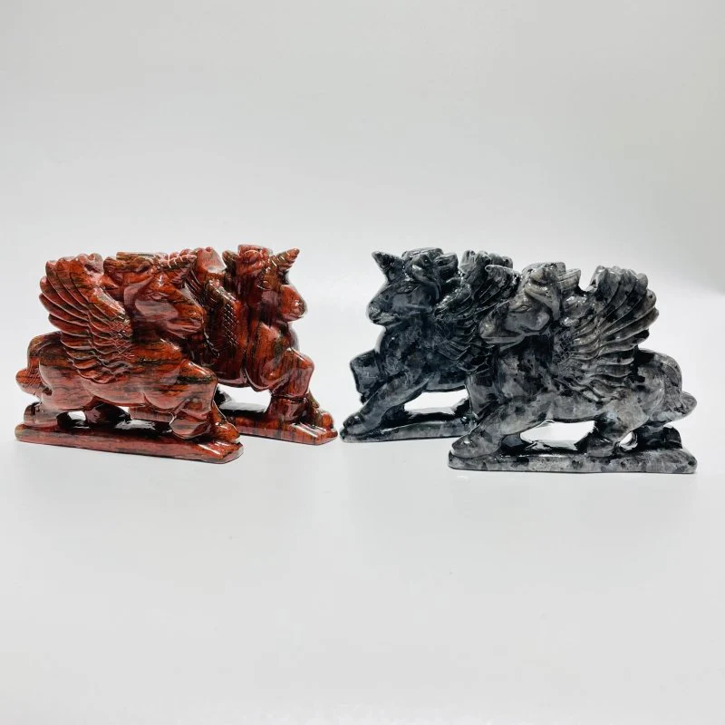 Red Sesame Stone & Larvikite Pegasus Carving Wholesale - Image 3