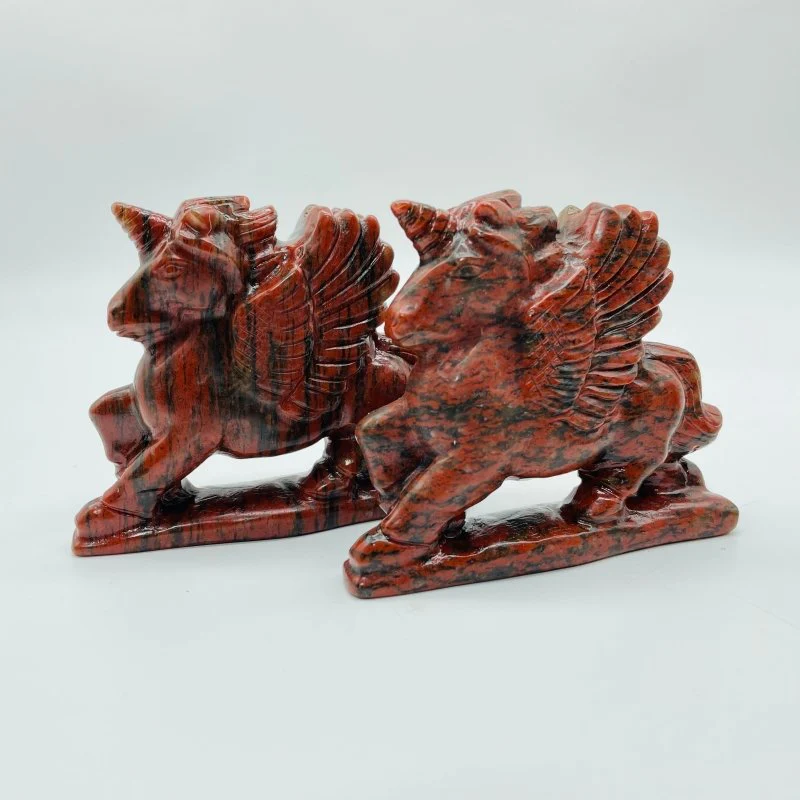 Red Sesame Stone & Larvikite Pegasus Carving Wholesale - Image 4