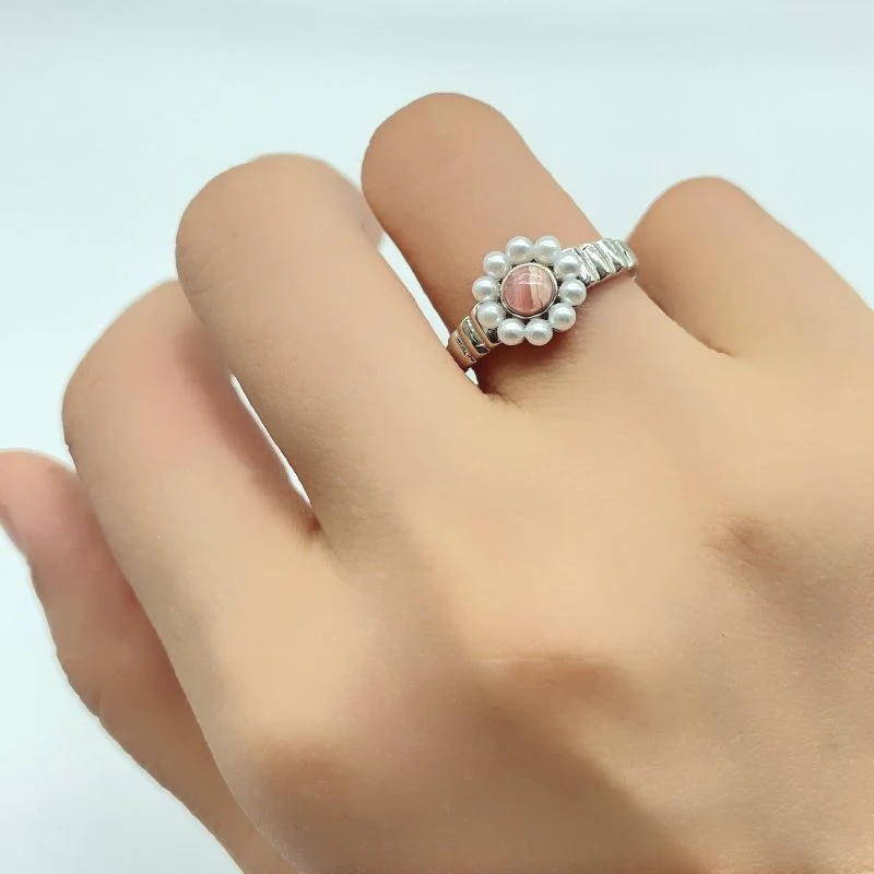 Rhodochrosite Flower Ring Wholesale - Image 5