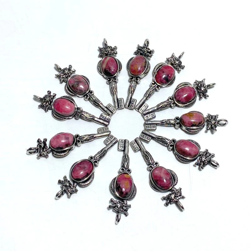 Rhodonite Key Pendants Dragon Shape Wholesale