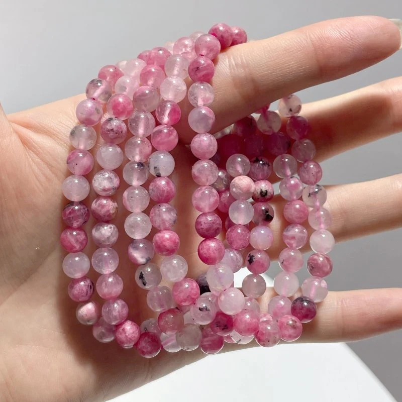 6mm Pink Rhodonite Mixed Quartz Bracelets Wholesale