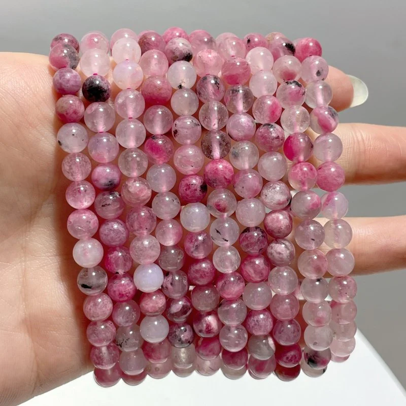 6mm Pink Rhodonite Mixed Quartz Bracelets Wholesale - Image 2